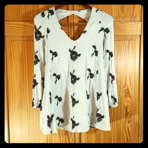 Free People Embroidered Flowy Tunic Top
